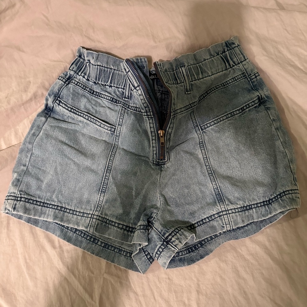 Wallflower Blue High Waist Distressed Shorts